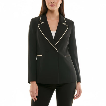 Elegant Piped Trim Blazer